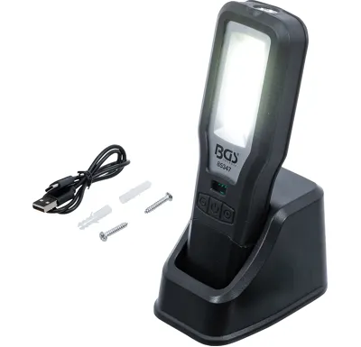 BGS Pracovní COB LED lampa ,  sklopná ,  s nabíjecí stanicí