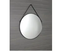 SAPHO ORBITER kulaté zrcadlo s koženým páskem ø 50cm, černá mat (3)