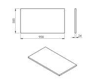 SAPHO PLATO deska Rockstone 900x24x500mm, bílá mat (4)