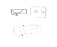 SAPHO CREST R betonové umývátko, nástěnné, včetně výpusti, 40x22cm, bílý pískovec (11)