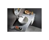 SAPHO PUNC betonové umyvadlo na desku, včetně výpusti, 53x39cm, bílý pískovec (1)