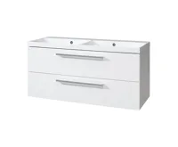 Koupelnová skříňka s dvouumyvadlem z litého maramoru, 120cm,  bílá/bílá