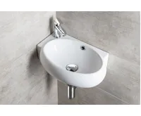 SAPHO RIBERA keramické umývátko rohové 43x28,5 cm, otvor pro baterii vlevo, bílá (8)