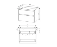 Opto, koupelnová skříňka, umyvadlo z litého mramoru, bílá, 2 zásuvky, 810x580x458 mm (9)