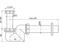 ALCAPLAST Sifon umyvadlový a bidetový DN 40 s převlečnou maticí G 5/4", plast A45F-DN40 (1)