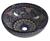 SAPHO PRIORI keramické umyvadlo na desku, Ø 41 cm, fialová s ornamenty SAPHO PRIORI keramické umyvadlo na desku, Ø 41 cm, fialová s ornamenty