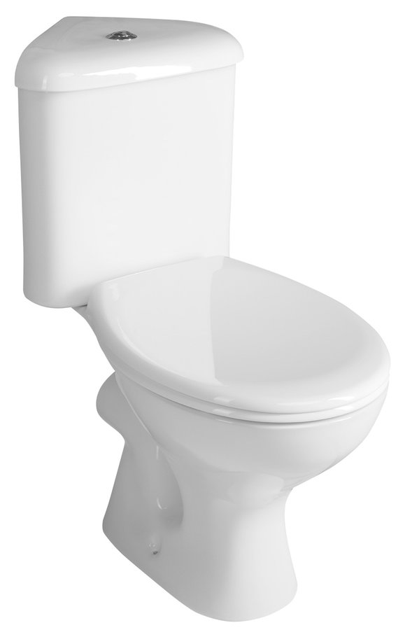 AQUALINE CLIFTON rohové WC kombi, dvojtlačítko 3/6l, zadní/spodní odpad, bílá