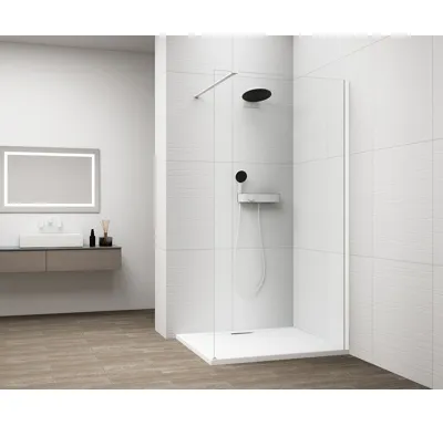 POLYSAN ESCA WHITE MATT jednodílná sprchová zástěna k instalaci ke stěně, sklo čiré, 1200 mm