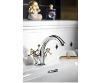 SAPHO ANTEA stojánková umyvadlová baterie vysoká s výpustí, chrom/zlato (3)