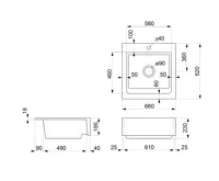 SAPHO ARYA polozápustný keramický dřez s otvorem pro baterii 66x62cm, bílá (7)