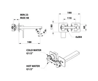 SAPHO FORATA podomítková umyvadlová baterie, délka hubice 18,5cm, bílá mat (3)