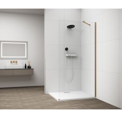 POLYSAN ESCA GOLD MATT jednodílná sprchová zástěna k instalaci ke stěně, sklo čiré, 1100 mm