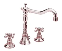 SAPHO ANTEA tříprvková umyvadlová baterie s retro hubicí, s výpustí, růžové zlato