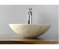 SAPHO BLOK 1 kamenné umyvadlo na desku Ø 40cm, leštěný béžový travertin (4)