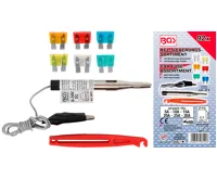 BGS Pojistky nožové 5-30A, zkoušečka, vytahovák, 92 dílů
