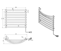 AQUALINE Elektrický sušák ručníků, 570x465mm, 72W, šedý hliník-metalíza (RAL9007) (6)