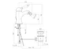 SAPHO KIRKÉ CRYSTAL stojánková bidetová baterie s výpustí, páčka krystal, zlato (4)