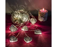 Platinium Světelný LED řetěz 10 diod, kovové srdce, 1,6 m, teplá bílá (1)