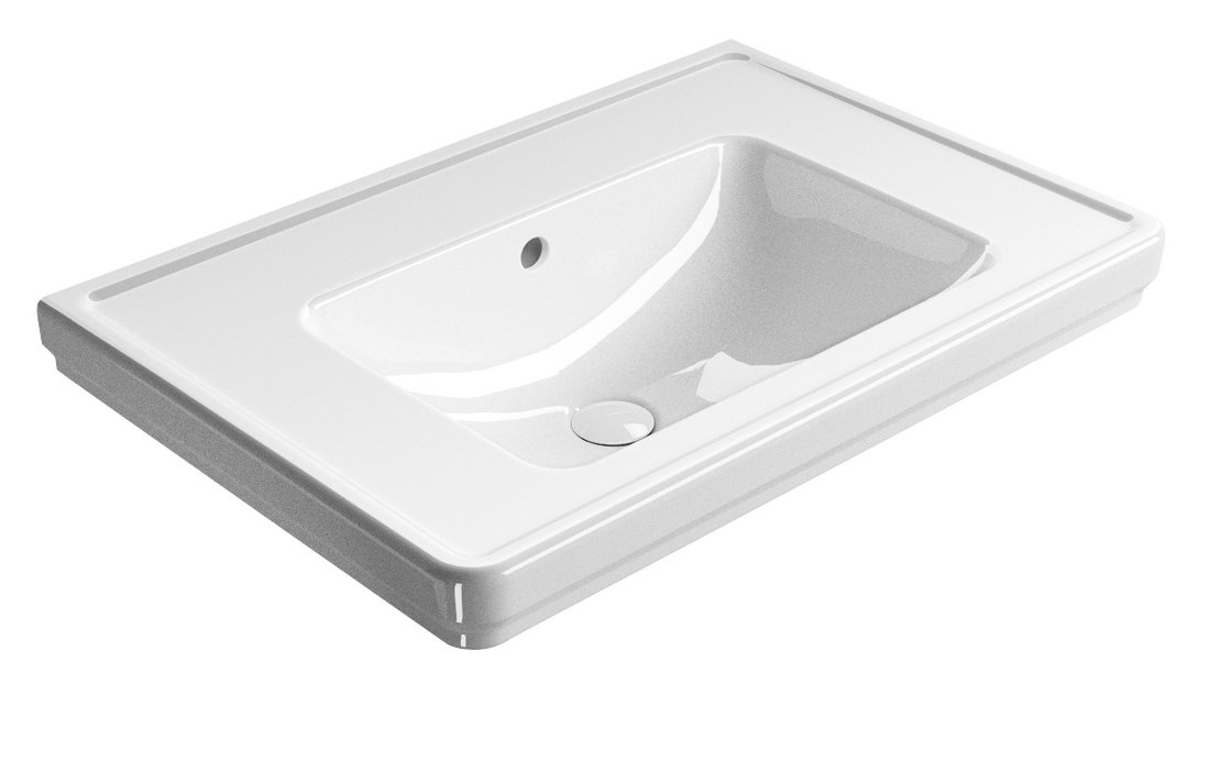 Gsi classic keramické umyvadlo 75x50cm, bez otvoru, bílá extraglaze