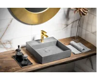 SAPHO QUADRADO betonové umyvadlo včetně výpusti, 46x46cm, černý granit (7)