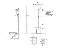 KERASAN WALDORF WC mísa s nádržkou, spodní/zadní odpad, bílá-chrom (3)