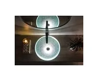 SAPHO ICE skleněné umyvadlo na desku Ø 42cm, čirá s pískováním (1)