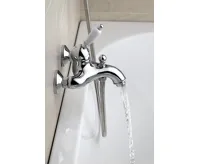 SAPHO KIRKÉ WHITE nástěnná vanová baterie, bílá páčka, chrom (5)