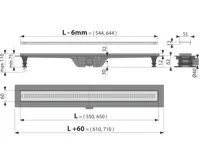 ALCAPLAST Sprchový liniový žlab plastový, s okrajem a perforovaným roštem, délka 550 mm APZ9-550M (1)