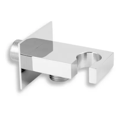 NOVASERVIS Stěnový vývod hranatý s držákem sprchy 1/2", chrom - D/KVADRO,0