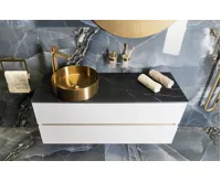 SAPHO AURUM nerezové umyvadlo na desku, průměr 38cm, včetně výpusti, zlato mat (5)