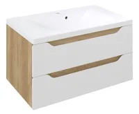 SAPHO WAVE umyvadlová skříňka 79,7x45x47,8cm, bílá/dub alabama