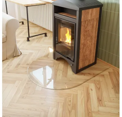 Sklo pod kamna - FLAMINGO Oblouk 1000x1200 mm, fazeta / R500 / 6 mm