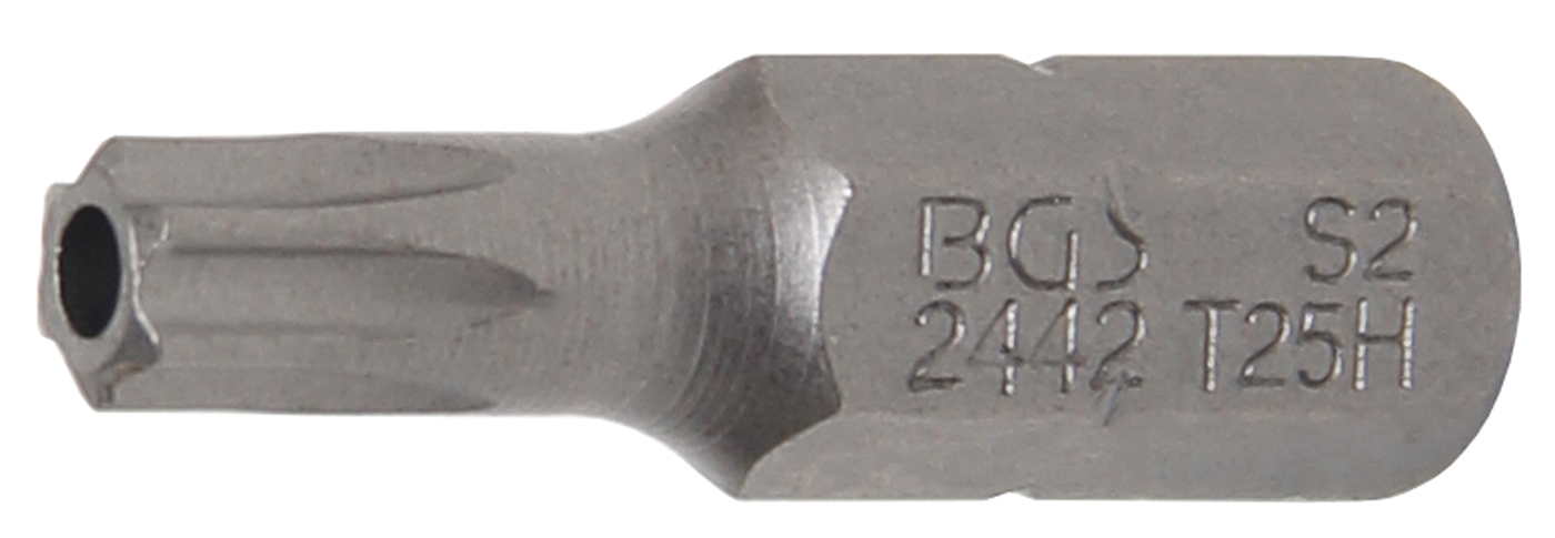 BGS Bit, pohon vnější šestihran 6,3 mm (1/4"), T-profil (pro Torx) s otvoremT25