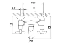 AQUALINE VICTORIA nástěnná vanová baterie kompletní, chrom (2)