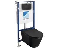 AVVA závěsné WC Rimless s podomítkovou nádržkou a tlačítkem Schwab, černá mat (3)