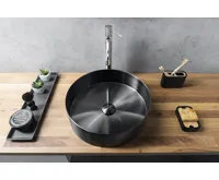 SAPHO AURUM nerezové umyvadlo na desku, průměr 38cm, včetně výpusti, gun metal (5)