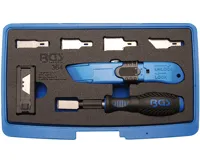 BGS Šábr s výmennými břity + nůž s výměnnou čepelí, sada 27 dílů