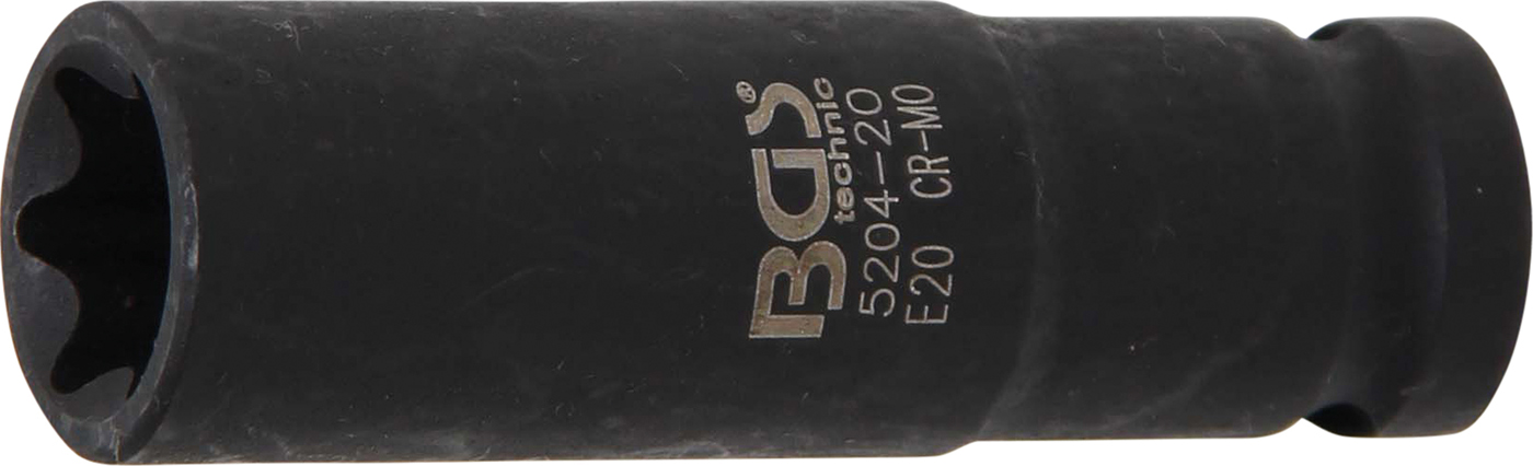 BGS Hlavice nástrčná 1/2" E-profil E20, tvrzená, prodloužená