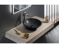 SAPHO BLOK kamenné umyvadlo na desku Ø 40cm, matný černý Marquin (6)