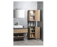 SAPHO SKARA skříňka 35x171x32cm, 2x dvířka, levá/pravá, černá mat/dub Alabama (1)