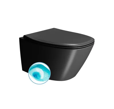 GSI MODO závěsná WC mísa, Swirlflush, 37x54cm, černá dual-mat