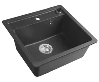 SAPHO Granitový vestavný dřez mono, 53x50cm, černá (7)