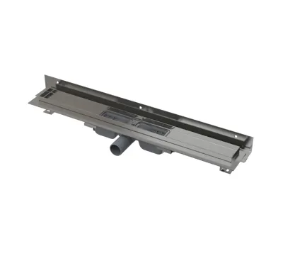 ALCAPLAST Sprchový liniový žlab nerezový, s okrajem a nastavitelným límcem ke stěně, pro perforovaný rošt, délka 550 mm APZ104-550