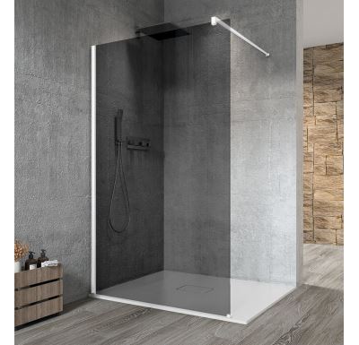 GELCO VARIO WHITE jednodílná sprchová zástěna k instalaci ke stěně, kouřové sklo, 700 mm