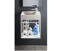 SAPHO CREST R betonové umývátko, nástěnné, včetně výpusti, 40x22cm, bílý pískovec (4)