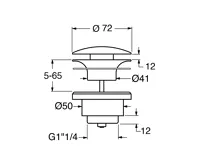 GSI GSI umyvadlová výpust 5/4“, click-clack, keramická zátka, 5-65mm, bílá ExtraGlaze (3)