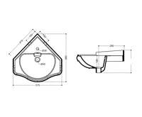 KERASAN RETRO keramické umyvadlo rohové, 57,5x58cm, černá mat (3)
