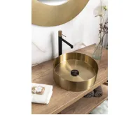 SAPHO AURUM nerezové umyvadlo na desku, průměr 38cm, včetně výpusti, zlato mat (6)