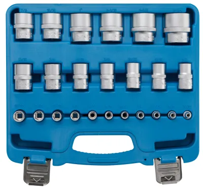 BGS Hlavice nástrčné šestihran, 1/4" 6,3 mm, 1/2" 12,5 mm, 23 dílů