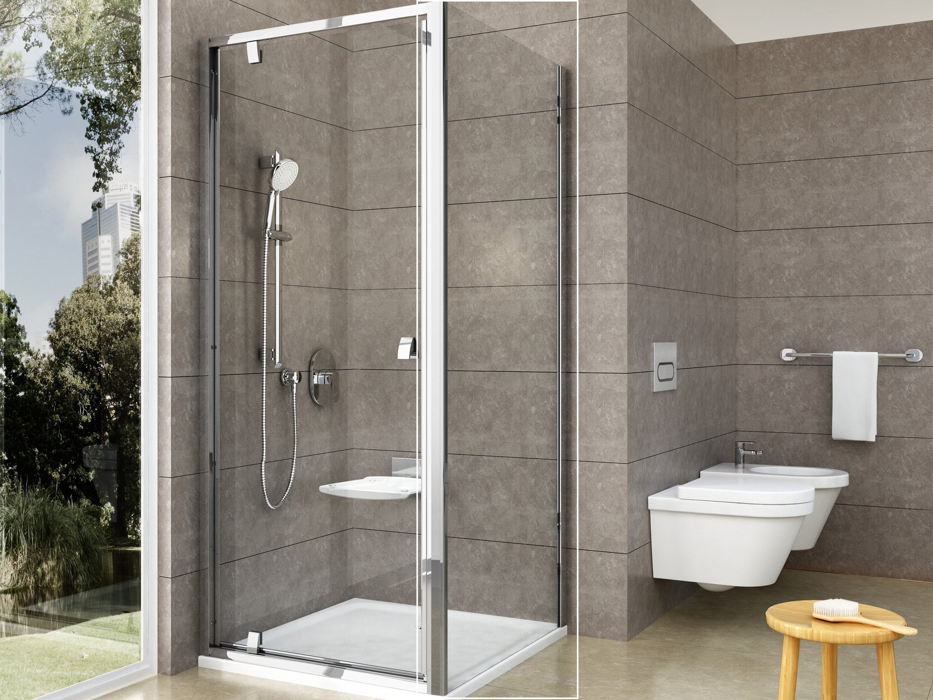 Ravak pevná stěna pivot pps-100 bright alu+transparent